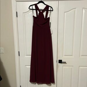 NWT Lulus Air of Romance burgundy/wine colored Maxi Dress size S